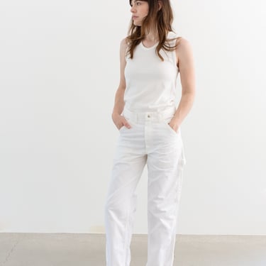 Vintage 27 28 29 Waist White Cotton Utility Painter Pants | Unisex Made in USA Stonecutter High Rise Trousers | CP2 