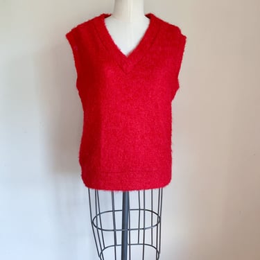 Vintage 1980s Fizzy Red Sweater Vest / M 