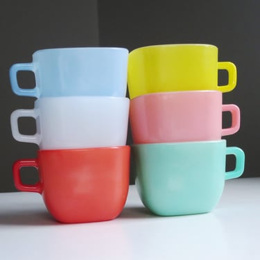 Glasbake Lipton Rainbow Square Mugs Bowls Set of 6 