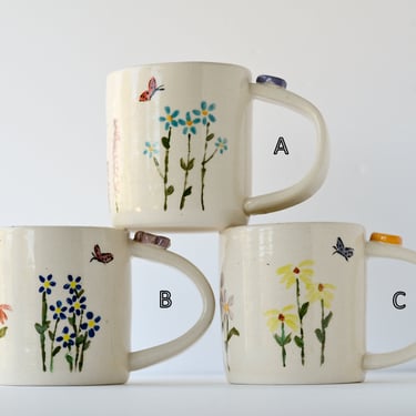 Wildflower Mugs - Handmade Ceramic Mugs 