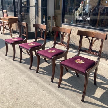 Seated in Appreciation | Set of Four Mahogany Dining Chairs With Needlepoint Upholstery