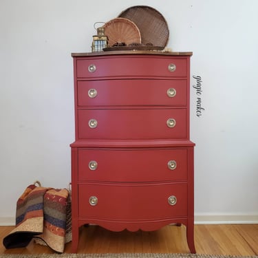 Refinished Vintage Mahogany Bowfront Dresser***please read ENTIRE listing prior to purchasing SHIPPING is NOT free 