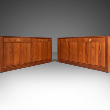 Set of Two (2) Elegant Mid Century Modern Cabinets Sideboards Credenzas in Teak by D-Scan, c. 1970's 