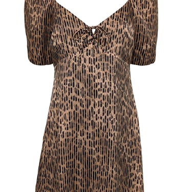 Alice & Olivia - Tan & Black Striped Leopard Print Dress Sz 12