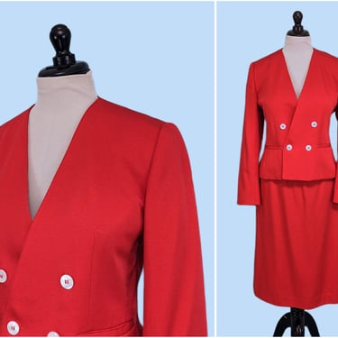 Vintage 80s/90s Lord and Taylor Skirt Suit, Vintage 1980s Mint Condition Red Business Suit 