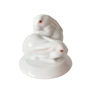Collectible Herend porcelain bunny figurine. A pair of bunnies nuzzling #5333. Cute Easter bunny rabbits for Spring decor or gift giving. 