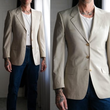 Vintage Yves Saint Laurent Rive Gauche TOM FORD Era Beige Three Button Blazer | Made in Switzerland | Size 46R | 2000s Y2K Designer Jacket 