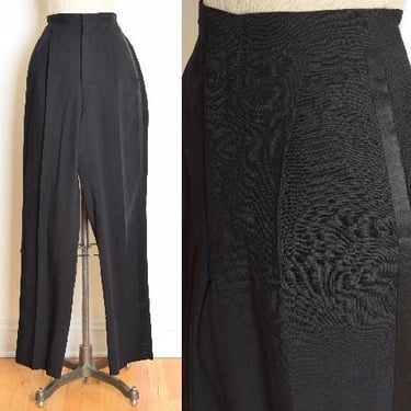 vintage 40s men's tuxedo pants black satin stripe formal trousers 30.5 waist S clothing 