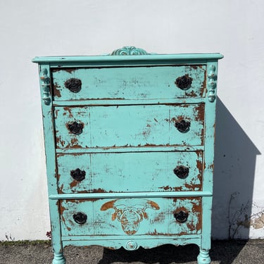 Antique Wood Dresser Tall Chest of Drawers Tallboy Bedroom Storage Boudoir Shabby Chic Painted Chalk Paint CUSTOM PAINT Available 