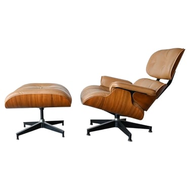 Charles Eames 670/671 Walnut and Leather Lounge Chair and Ottoman, 2004