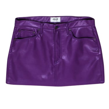 Agolde - Purple Recycled Leather Mini Skirt Sz 10