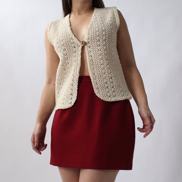 90s Cream Crochet Vest