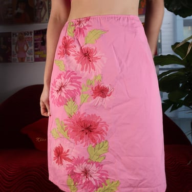 Vintage 2000s Pink Flower Midi Skirt