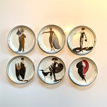 Set of 6 House of Erte decorative plates 