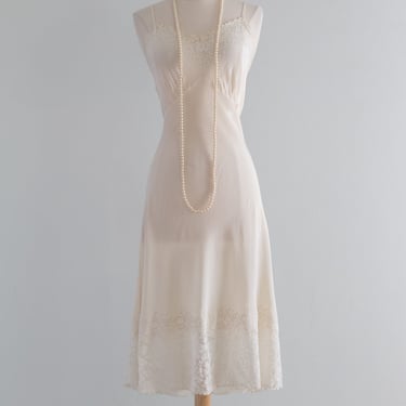 Delicate 1930's Ivory Silk Slip / Medium