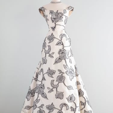 Iconic 2010 Carolina Herrera Couture Black Rose Wedding Gown / SM