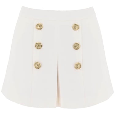 Balmain Crepe Shorts With Embossed Buttons Women