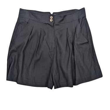 Jason Wu - Black Linen Pleated Shorts Sz 12