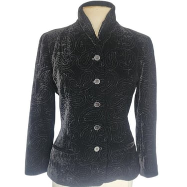 90 Black Velvet Blazer Paisley Embroidery Ralph Lauren Black Label NWOT 