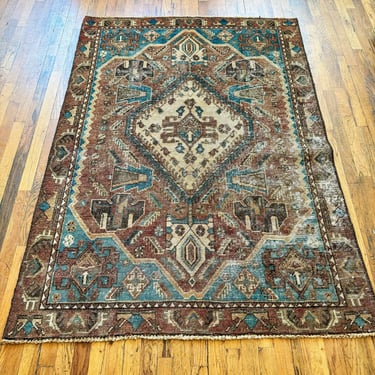 Vintage Blue & Brown hand knotted rug