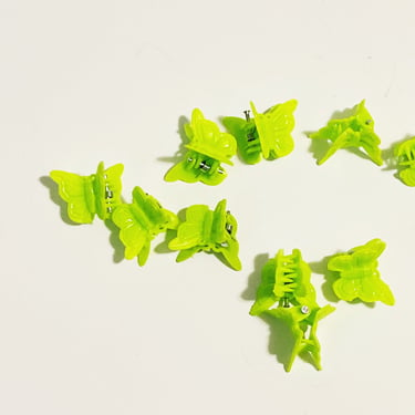 90s Style Butterfly Clips Neon Green Hair Clips Lime Green Butterflies Hair Clips Hair Accessories Set of 10 Butterfly Small Hair Claws 