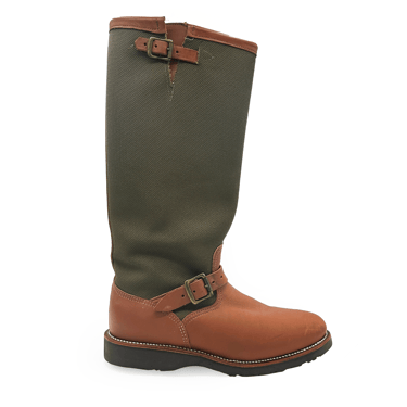 CHIPPEWA BROWN/GREEN LEATHER/VIPERCLOTH SNAKE BOOTS