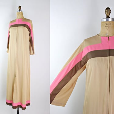 70s Pink House Dress / MOD / Vintage Slip Dress / Khaki Pink Slip Dress / Vintage Lingerie/ 1970s Slip Dress / Size S/M 