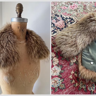 Vintage ‘80s ‘90s brown fox fur collar, rain coat fur collar | genuine fox fur collar, soft & fluffy fur collar 