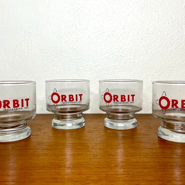 Vintage Set of 4 Space Age Orbit Industries Cocktail Glasses 