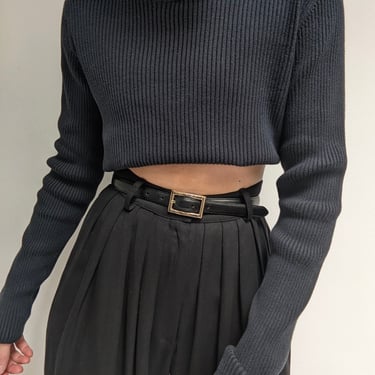 90s Faded Black Ribbed Turtleneck