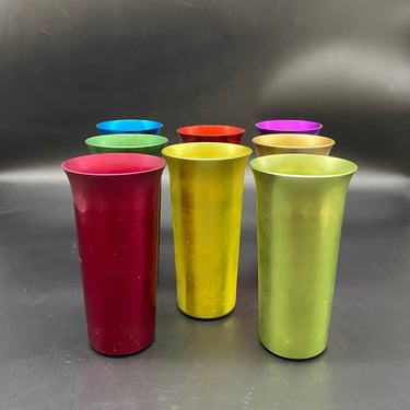 Set of 8 Vintage Aluminum Tumblers by Color Craft