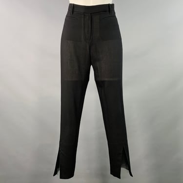 ANN DEMEULEMEESTER Size 8 Black Wool Flat Front Ankle Slit Dress Pants