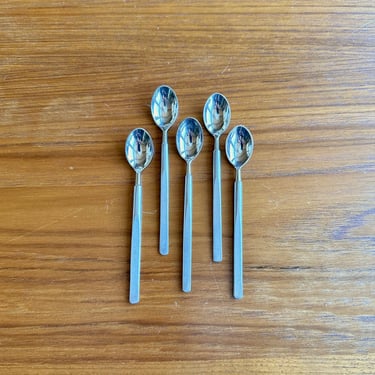 5 Obelisk demitasse spoons by Copenhagen Cutlery / Danish modern stainless flatware 
