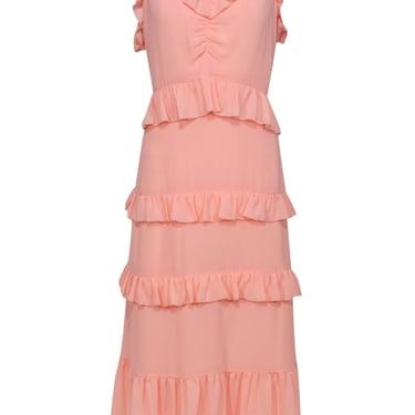 Michael Michael Kors - Light Pink Tiered Ruffled Sleeveless Maxi Dress Sz XL