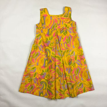 1960s Candy Swirl Trapeze Dress / Swing Dress / Sleeveless / Twiggy / Mod / Psychedelic / Paisley / Pastel / Empire Waist / Babydoll / Small 