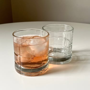 Set of 4 Manchester Tartan Pattern Whiskey Glasses by Anchor Hocking 