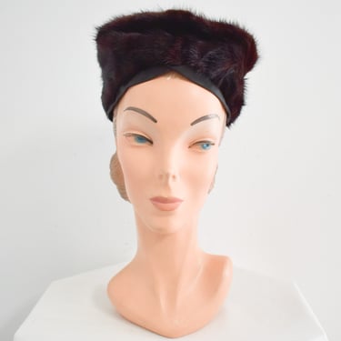 1940s Brown Fur Toque Hat 