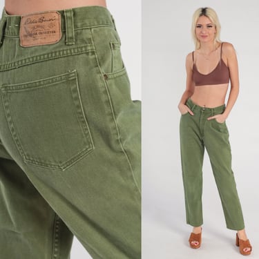 Eddie Bauer Jeans Green Mom Jeans Denim Pants High Waist Jeans 90s Jeans Straight Leg Tapered Jeans 1990s Vintage Small 28 