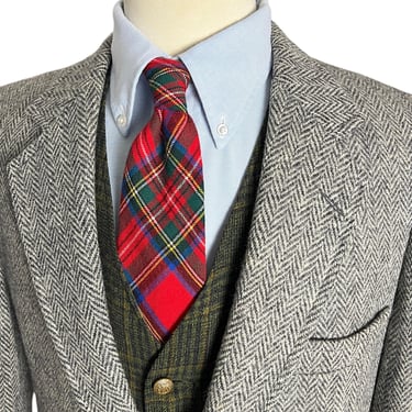 Vintage HARRIS TWEED Herringbone Wool Sport Coat ~ 42 Regular ~ jacket / blazer ~ Preppy / Ivy Style / Trad 