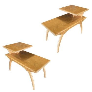 Heywood Wakefield Mid Century Step Two-Tier End Tables, Pair 