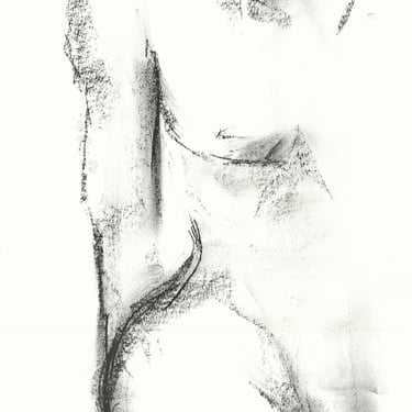 Expressive Female Figure Painting - Loose Style Tasteful Nude - Black and White Art - Art Gifts - 9x12 - Ready to Frame - Charcoal 