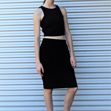 Vintage Pencil Skirt, Dries Van Noten, Size 36, Black Wool, Minimalist 