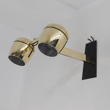 Big Adjustable 2-Flamming Wall Lamp by Napako, 1970's, Restored / Large Vintage Brass Wall Light 