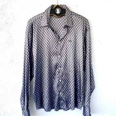 Vintage Dolce & Gabbana Metallic Silver Mens Shirt Woven Collared Top 