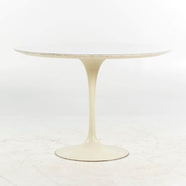 Knoll Mid Century White Laminate 42 Inch Tulip Dining Table - mcm 