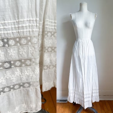 1910s Edwardian Antique Cotton Lawn Skirt / Slip Maxi Skirt // M-L fits many 