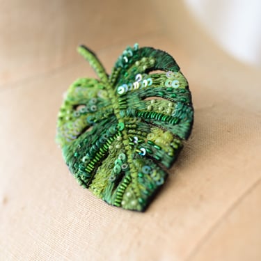 Monstera Leaf Embroidered Pin