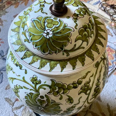 Antique beautiful Italian Ginger Jar Lamp~ wonderful Hand Painted Majolica Lamp~ Italy Table Light~ Authentic Italian Decor~ 