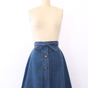 Denim Tie Button Skirt S