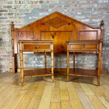 Vintage Baker Furniture King Size Headboard with matching end tables 